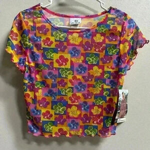 NWT | 90s No Boundaries Floral Swim Cover Crop Top | Women’s M